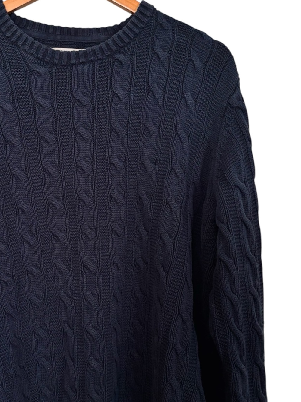Goodthreads 100% Cotton Navy Cable Knit Crewneck Sweater